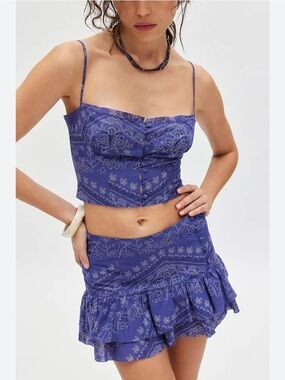 Kimchi Blue UO Corset & Mini Skirt Set NWT Purple Floral Y2K Coquette Size SM
